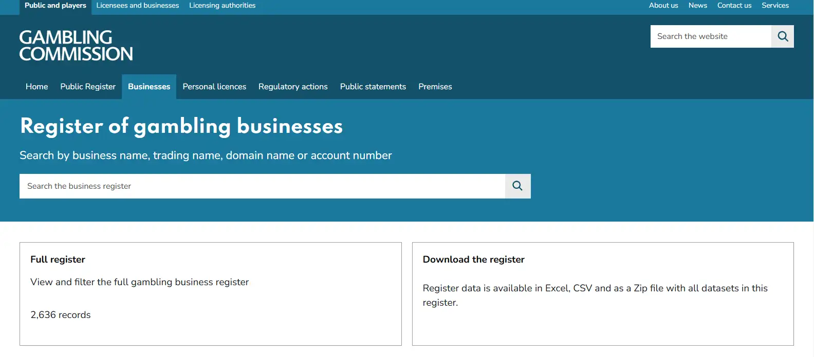 UK Gambling Commission public register search context for Lucki Casino and Rabocse SRL
