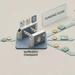 Illustration of a casino withdrawal moving from account balance through verification to bank, e-wallet and crypto routes